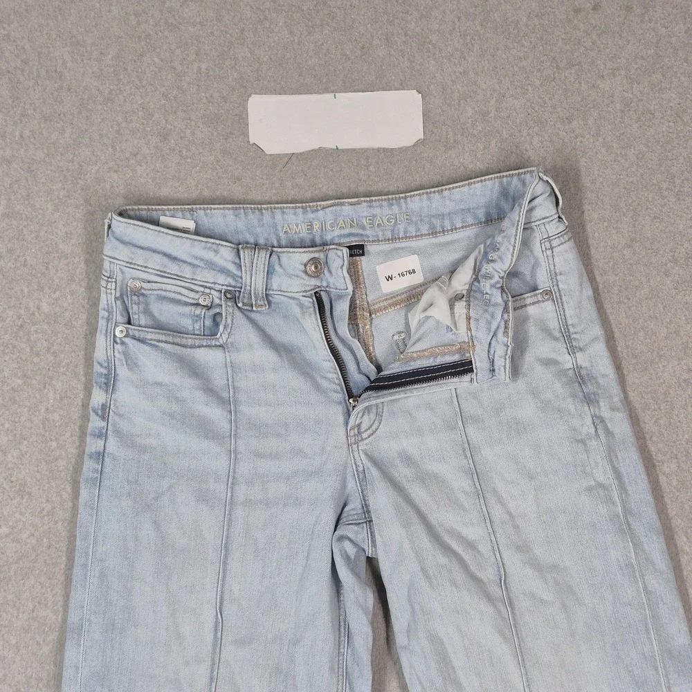 American Eagle Outfitters Women Jeans 4 Blue Denim Pants Wide-Leg Baggy Y2K
